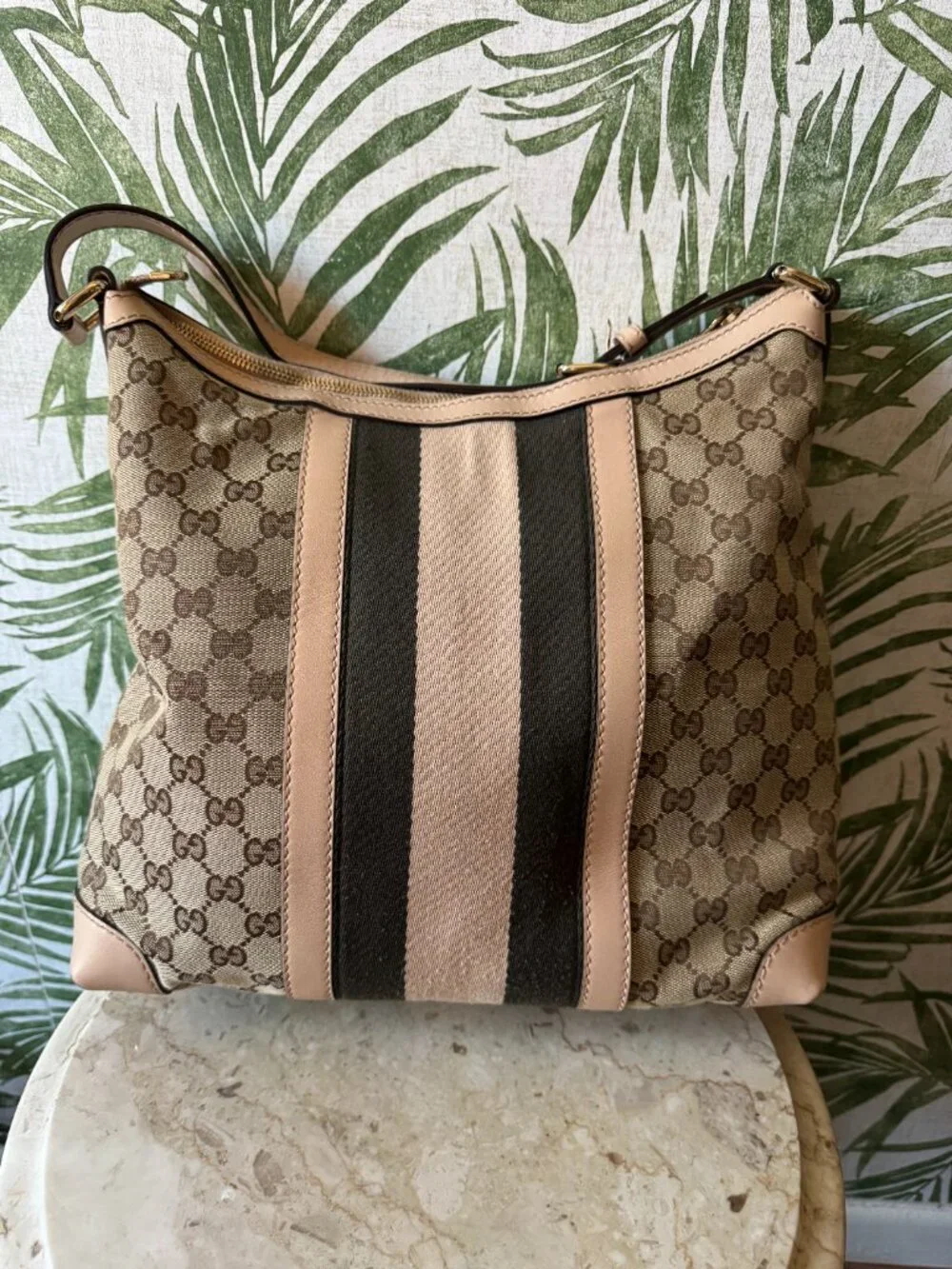 Vintage Gucci GG Canvas Web Stripe Hobo Shoulder Bag - Picture 2 of 14